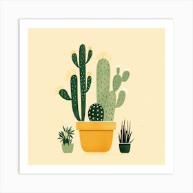 Rizwanakhan Simple Abstract Cactus Non Uniform Shapes Petrol 48 Art Print