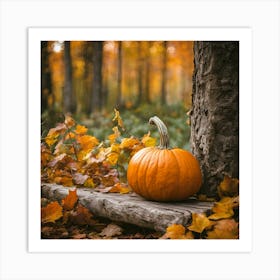 Woodland Pumpkin Art Print