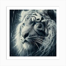 White Tiger In The Rain Art Print