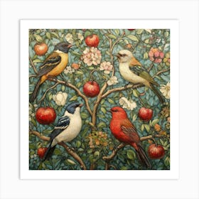 Birds In An Apple Tree Art 1 Art Print