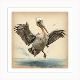 Pelican In Flight 2 Art Print