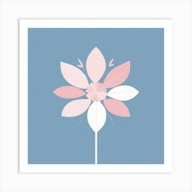 A White And Pink Flower In Minimalist Style Square Composition 32 Art Print