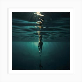 Underwater Portrait Of A Woman Art Print