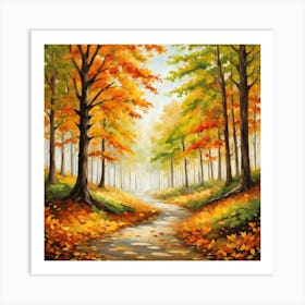 Forest In Autumn In Minimalist Style Square Composition 171 Art Print