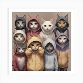 Cats In hoodies Art Print