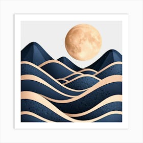 Moon And Waves 27 Art Print