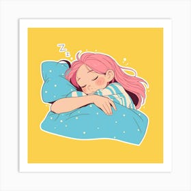 Girl Sleeping In Bed Art Print