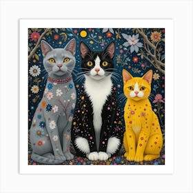 Three Cats Art Print