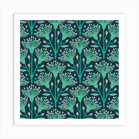 AUSTRALIAN EUCALYPTUS Floral Botanical in Aqua Blue Turquoise Green Pink Art Print