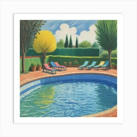 Pool With Lounge Chairs Art Print