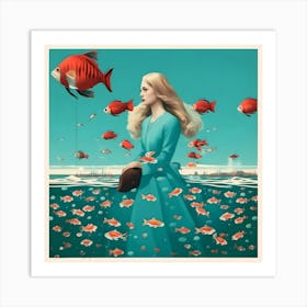 Girl In The Water Art Print