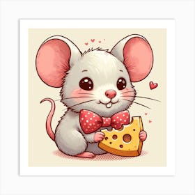 Cute Mouse With Cheese 2 Art Print