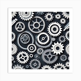 Gears Seamless Pattern 6 Art Print