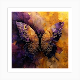 Butterfly In Purple And Gold 2 Art Print