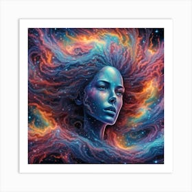 Woman In Space Art Print