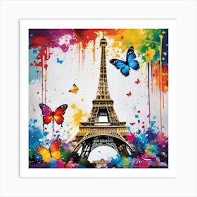 Paris With Butterflies 150 Art Print