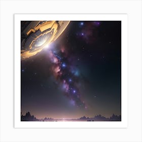 Spaceship In Space Art Print