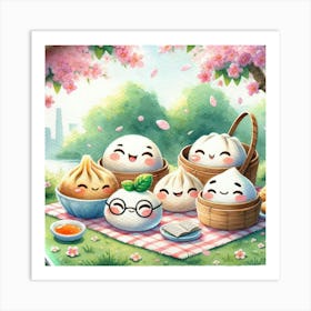 Kawaii Dumplings Art Print