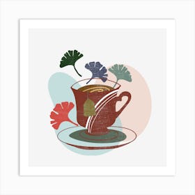Tea Cup With Flowers Art Print