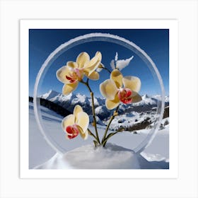 Flowers In The Snow 2 Art Print