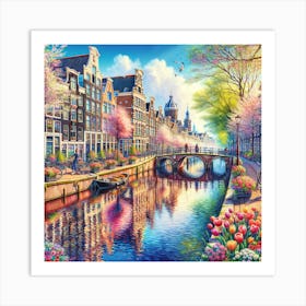 Amsterdam Canal In Spring Art Print