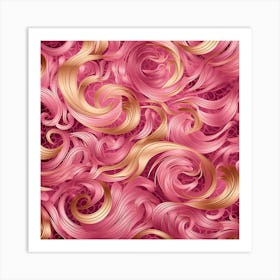 Pink And Gold Swirls Art Print