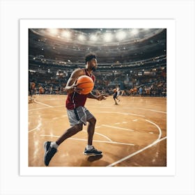 Basketball Player Dribbling Art Print