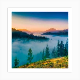 Sunrise In The Mountains Art Print