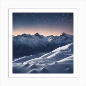 Snowy Mountains At Night 2 Art Print