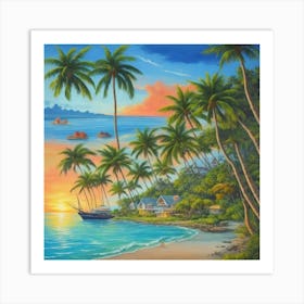 Sunset On The Beach Art Print