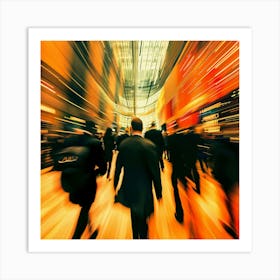 Blurred People Walking In The City Art Print