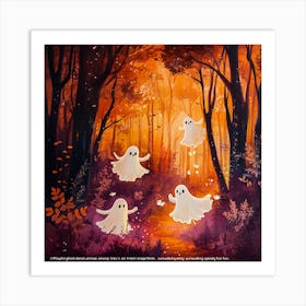 Ghosts In The Woods Halloween 1 Art Print