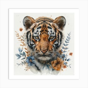 Lena1987 Cute Newborn Tiger In Flowers Blue White Grey Colour 8e4ae0b0 2dc7 403b Be71 03a6f0ad9836 3 Art Print