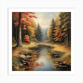 Autumn Pond In The Forest Art Print 2 Art Print