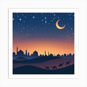 Camels In The Desert Art Print