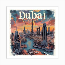 Dubai Skyline Art Print