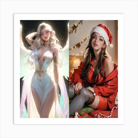 Angel And Santa Art Print