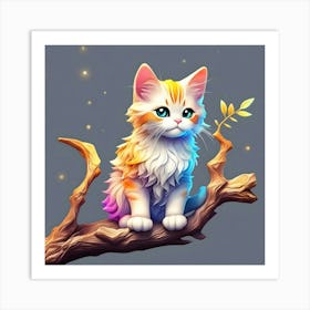 Cute Cat On A Branch 1 Art Print