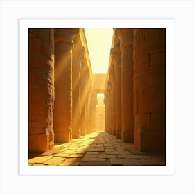 The Temple Of Karnak Illuminated By Golden Sunlight 1 Art Print