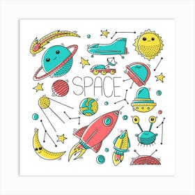 Space Doodles 2 Art Print