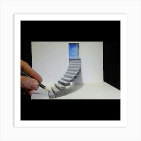 3d Drawing Of Stairs Art Print