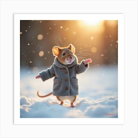 Mouse In The Snow 2 Art Print