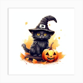 Black cat magic hat Art Print