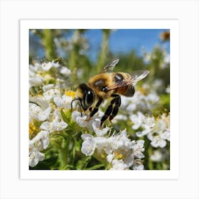 Bee On Flower Art Print