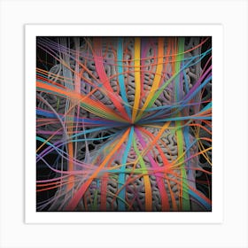 Brain With Colorful Strands Art Print