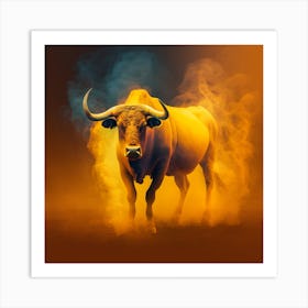 Bull In Smoke Art Print