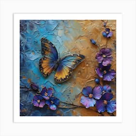 Butterfly And Flowers Art Print