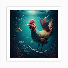 Rooster Underwater Art Print