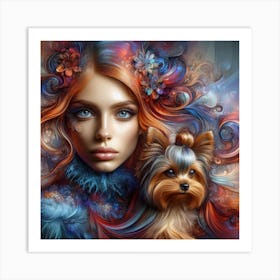 Girl With A Dog Art Print