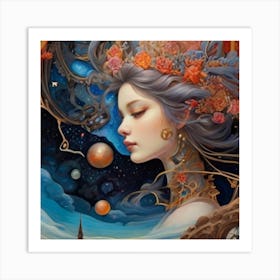 Girl In Space Art Print